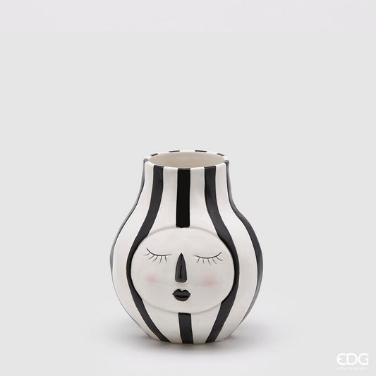 Vaso oblo faccia donna in ceramica