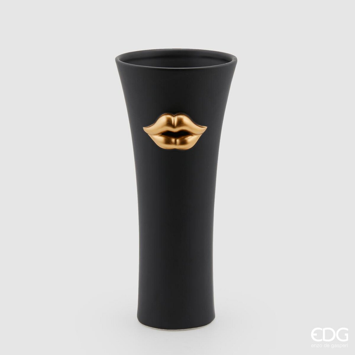 Vaso Kiss in ceramica nero e oro