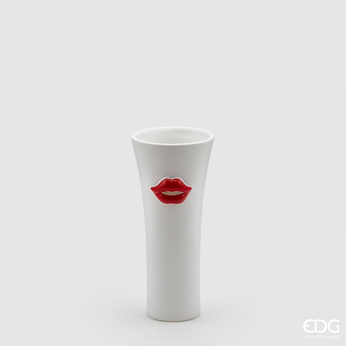 Vaso Kiss in ceramica bianco e rosso