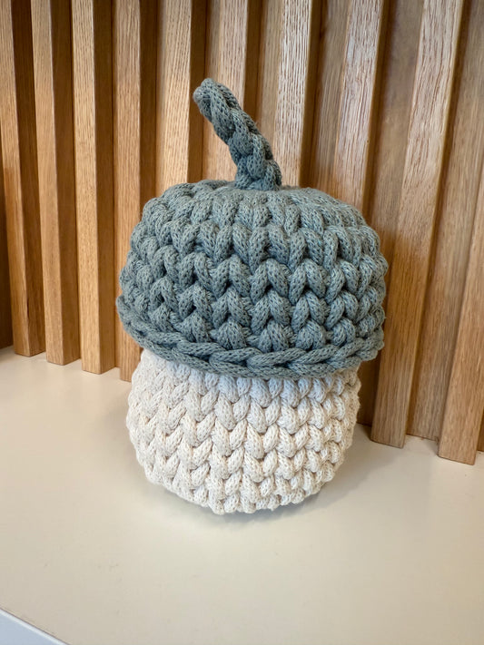 Contenitore a forma di ghianda in corda intrecciata 100% cotone