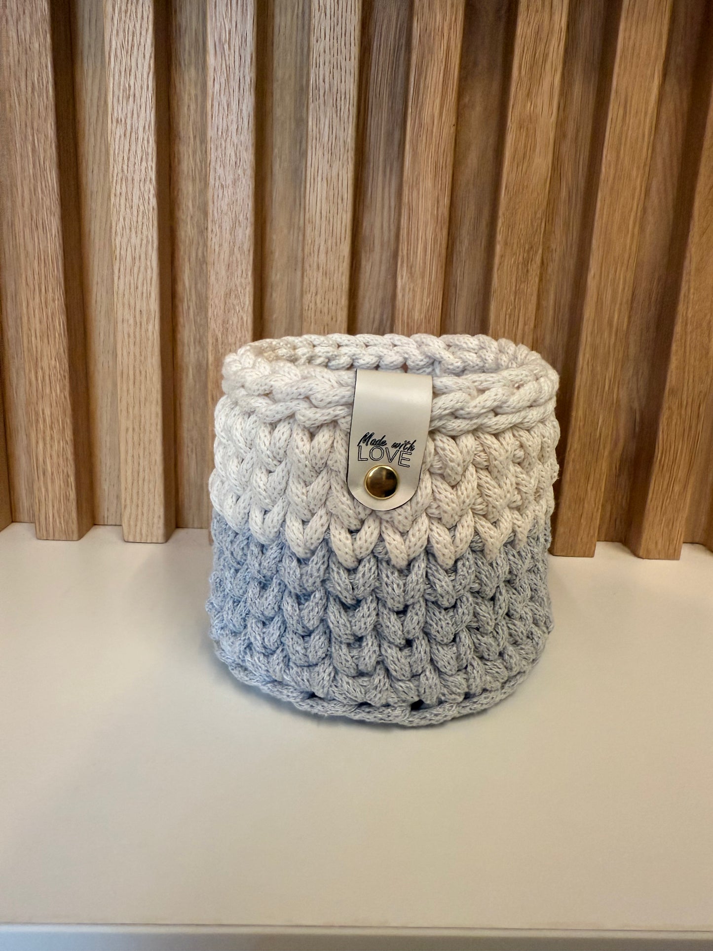 Cestino in corda intrecciata 100% cotone bicolor diametro 10 cm