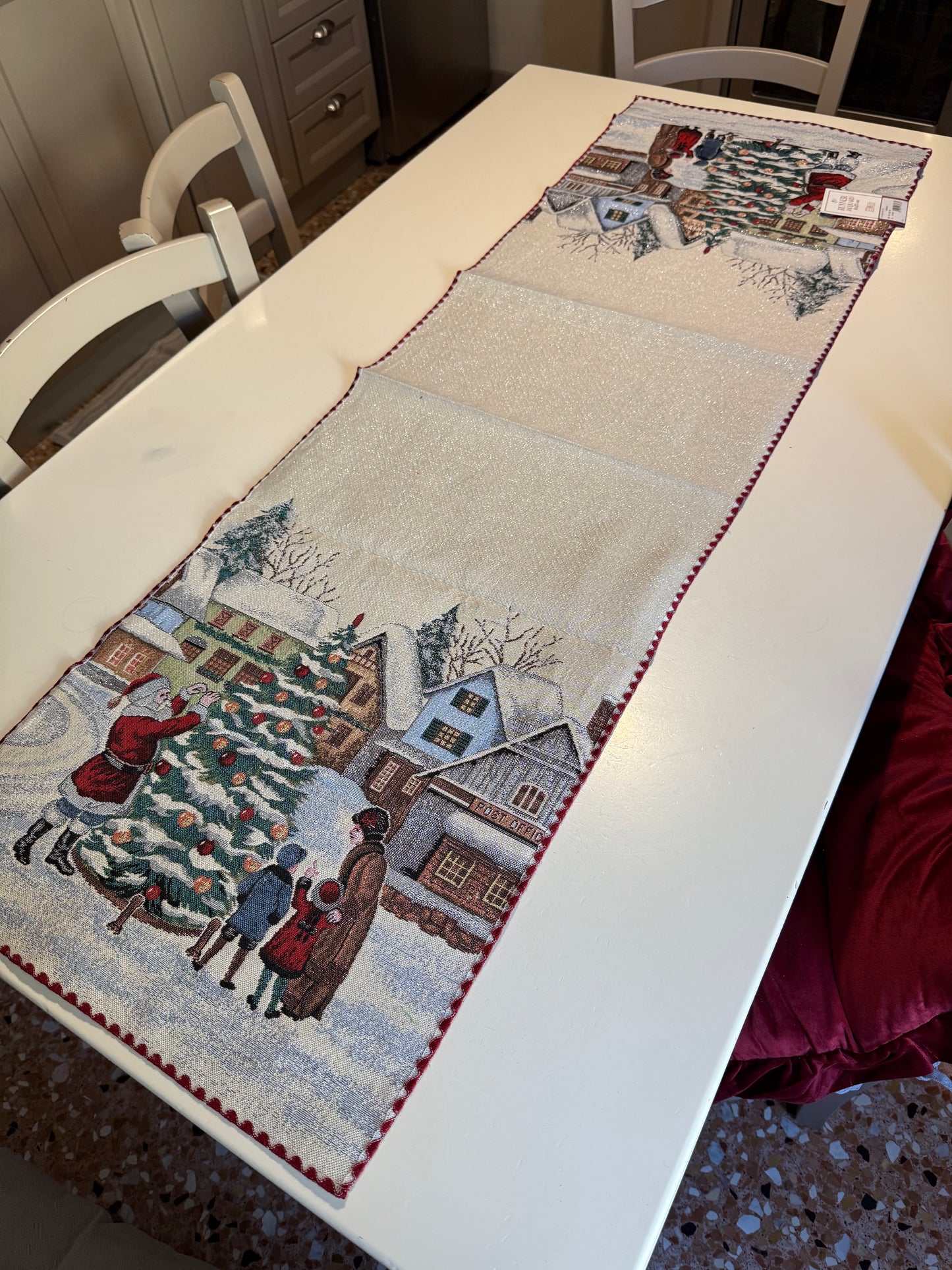 Runner in jacquard - Babbo Natale con bambini