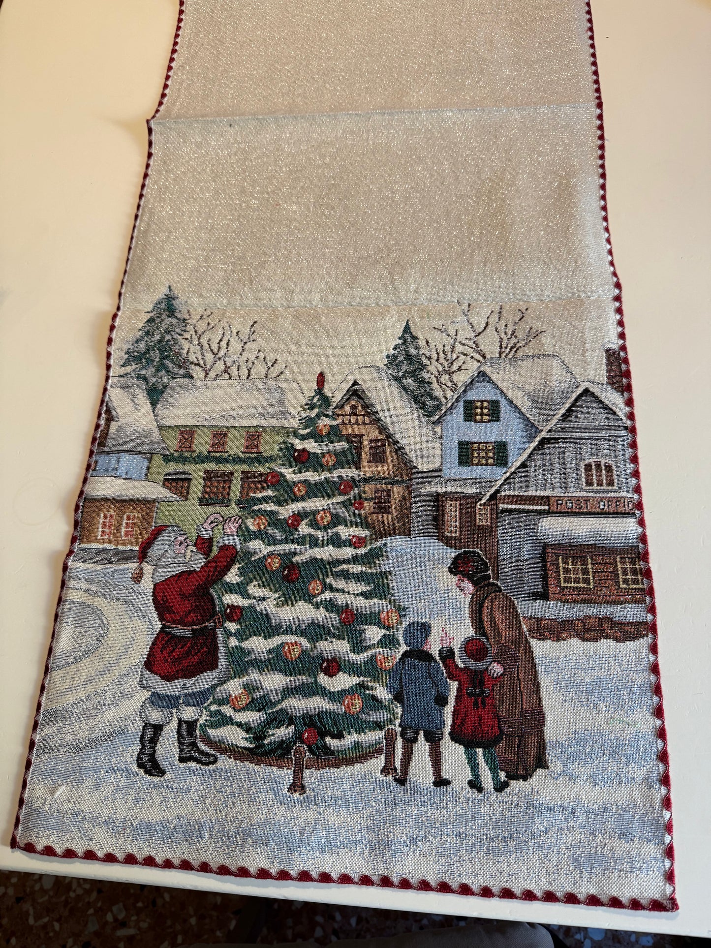 Runner in jacquard - Babbo Natale con bambini