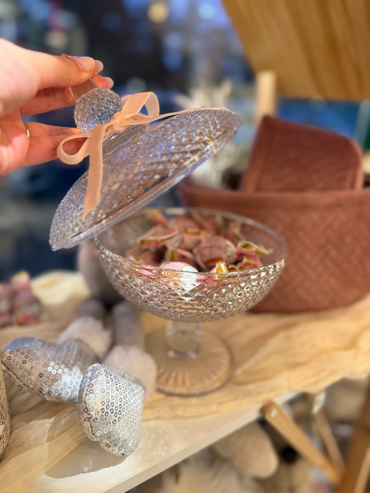 Porta cioccolatini in vetro con coperchio