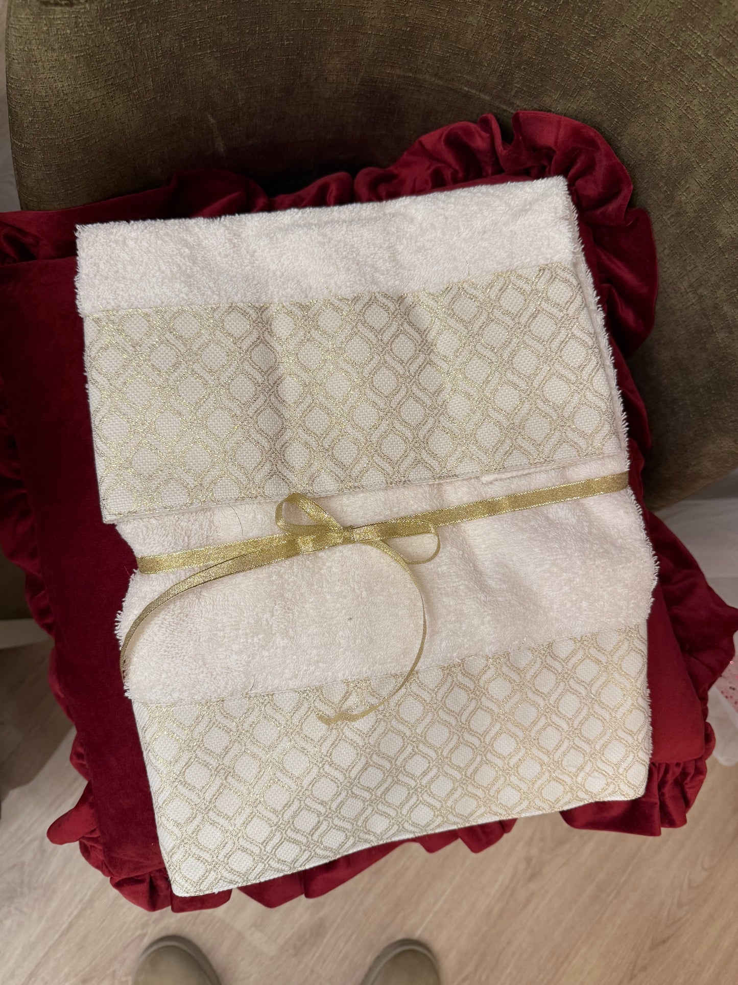 Coppia di asciugamani bianchi - Balza bianca in lurex