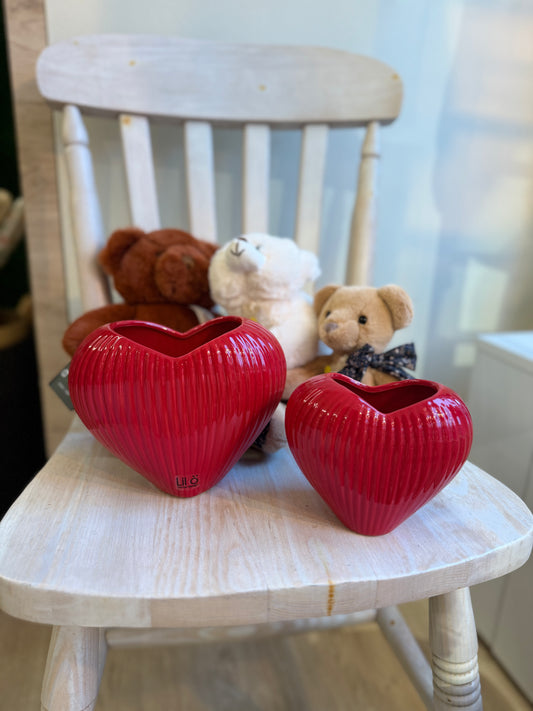 Vaso in ceramica a forma di cuore - rosso