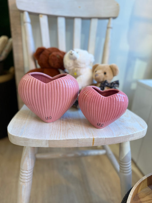 Vaso in ceramica a forma di cuore - rosa