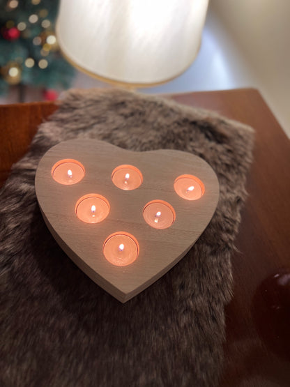 Cuore in legno per tealight