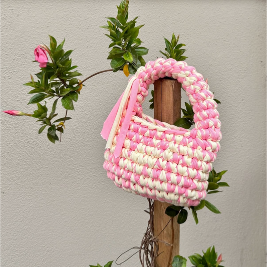 Borsa in lycra rosa baby e bianca