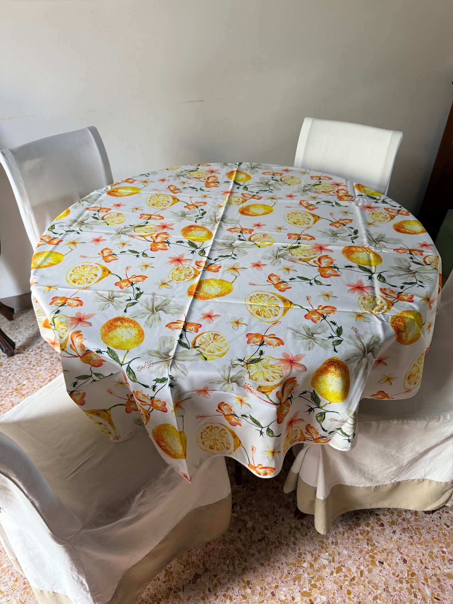 Ibiscus - Tovaglia anti-macchia con fiori e limoni