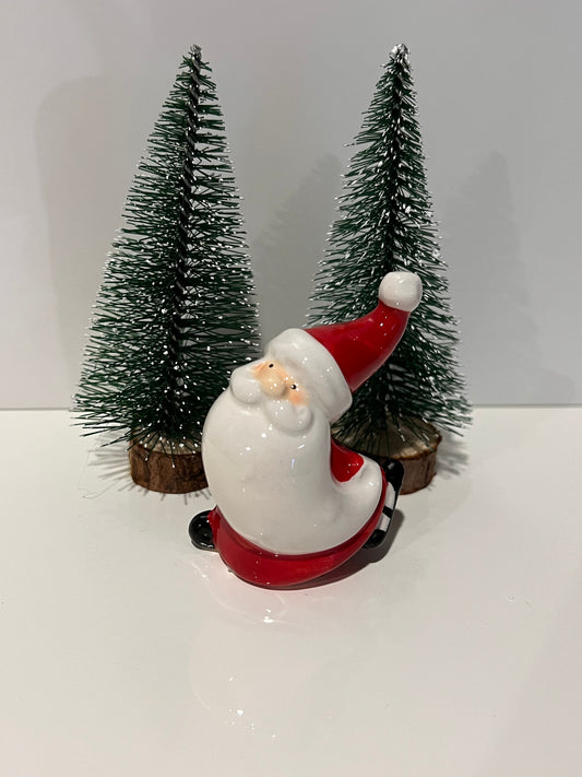 Babbo Natale pattinatore in ceramica