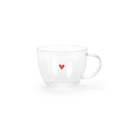 Tazza in vetro borosilicato - Cuore rosso