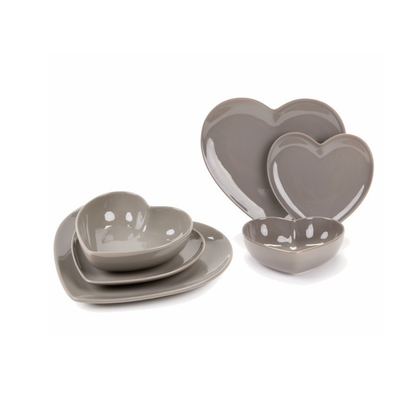 Piatti in ceramica New Bone sfusi a Cuore - Grigi