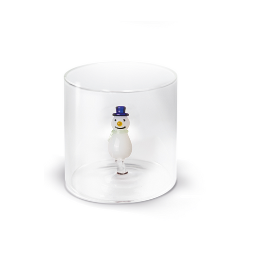 Bicchiere in vetro borosilicato - PUPAZZO DI NEVE