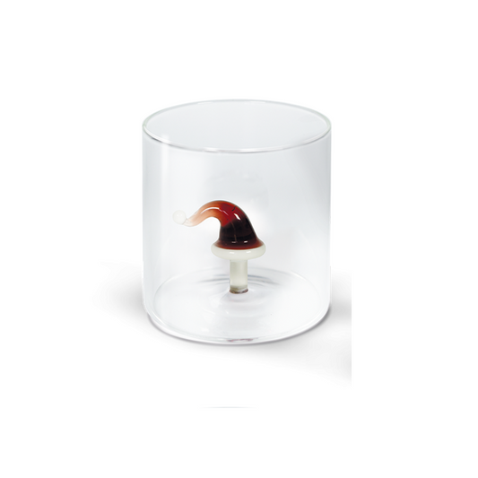 Bicchiere in vetro borosilicato - CAPPELLO BABBO NATALE