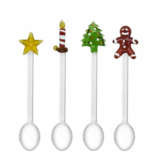 Set 4 cucchiaini natalizi in vetro borosilicato - Silent Night