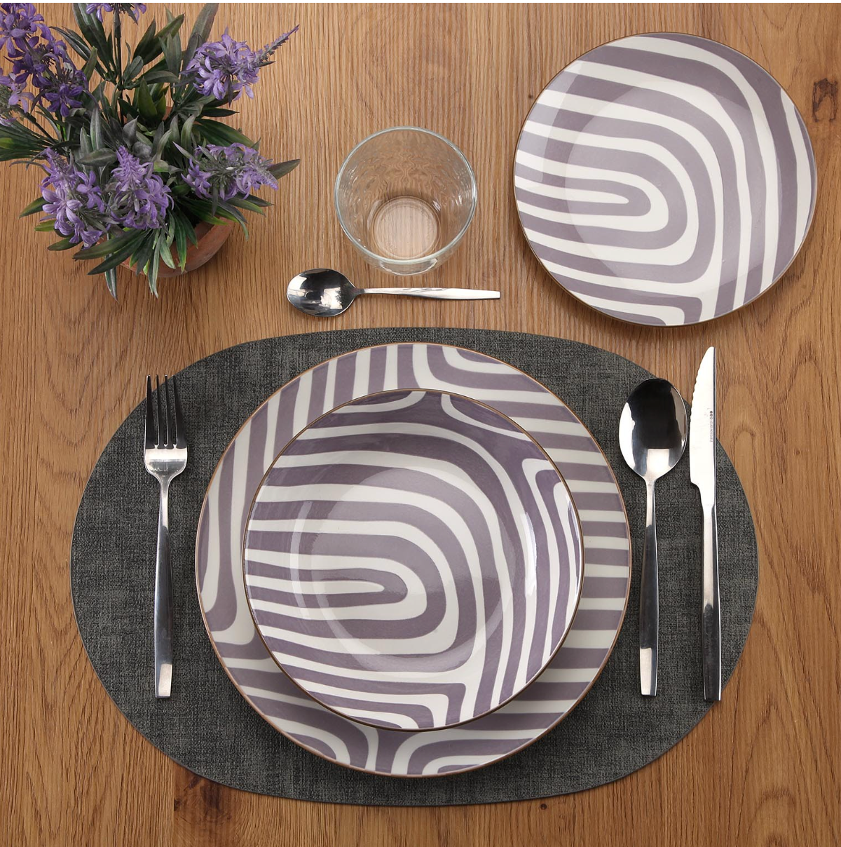 Set di 6 Piatti in porcellana "Denali Viola"