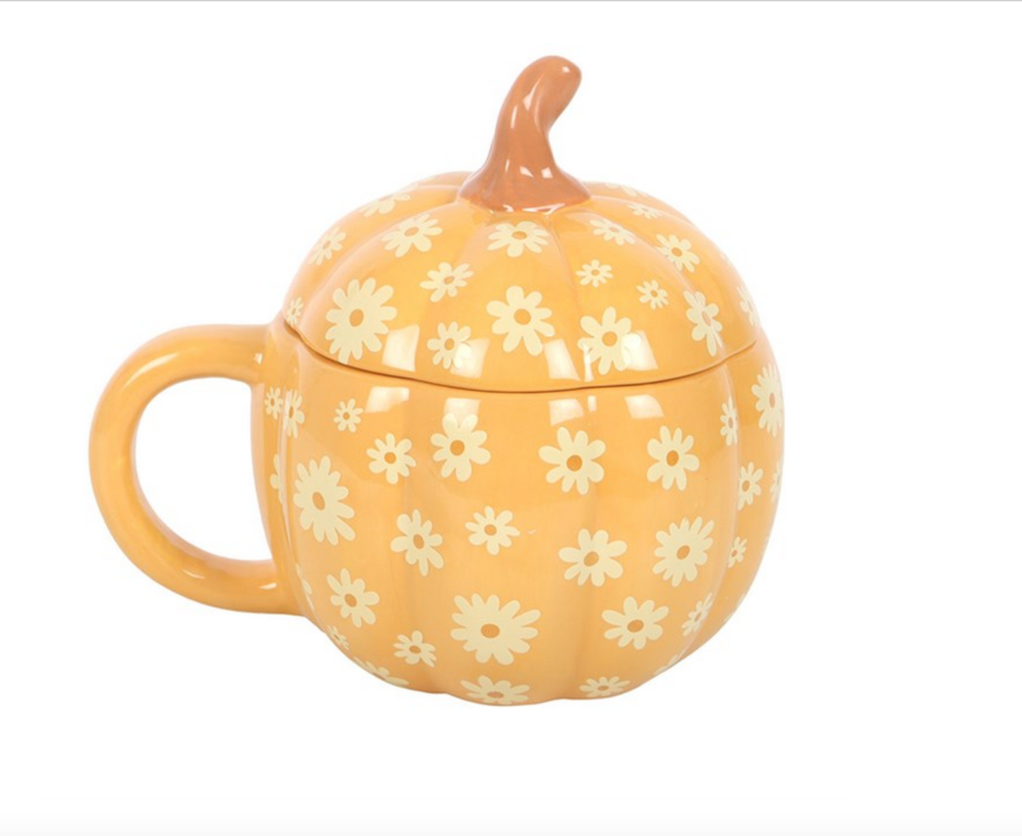 Tazza in ceramica a forma di zucca floreale