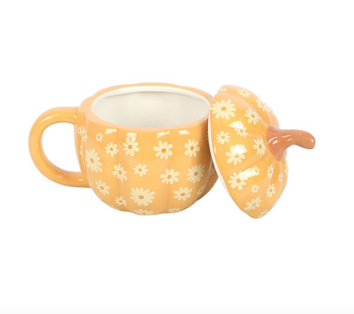 Tazza in ceramica a forma di zucca floreale