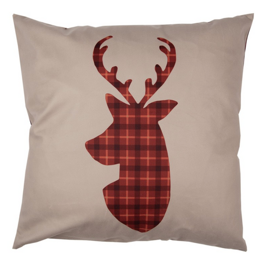 Federa quadrato "Profilo Cervo" Tartan rosso