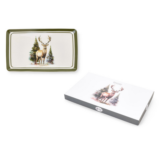 Piatto rettangolare bosco incantato - Cervo con scatola
