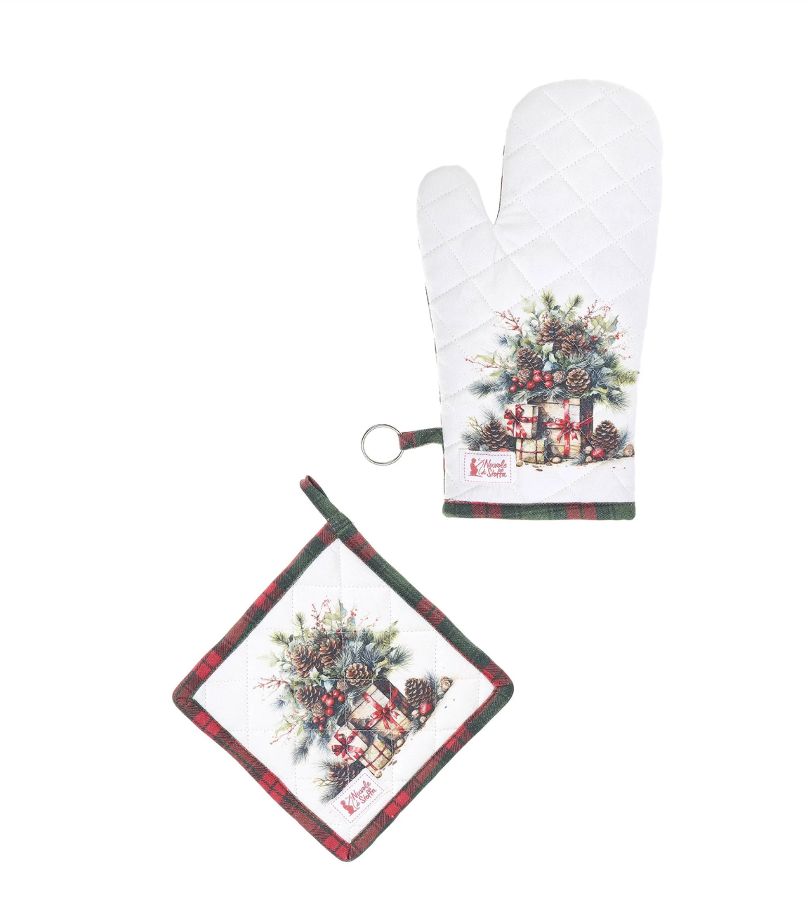 Presina + guantone da forno in cotone - Christmas is coming