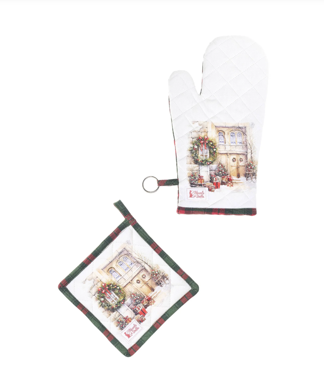 Presina + guantone da forno in cotone - Christmas is coming