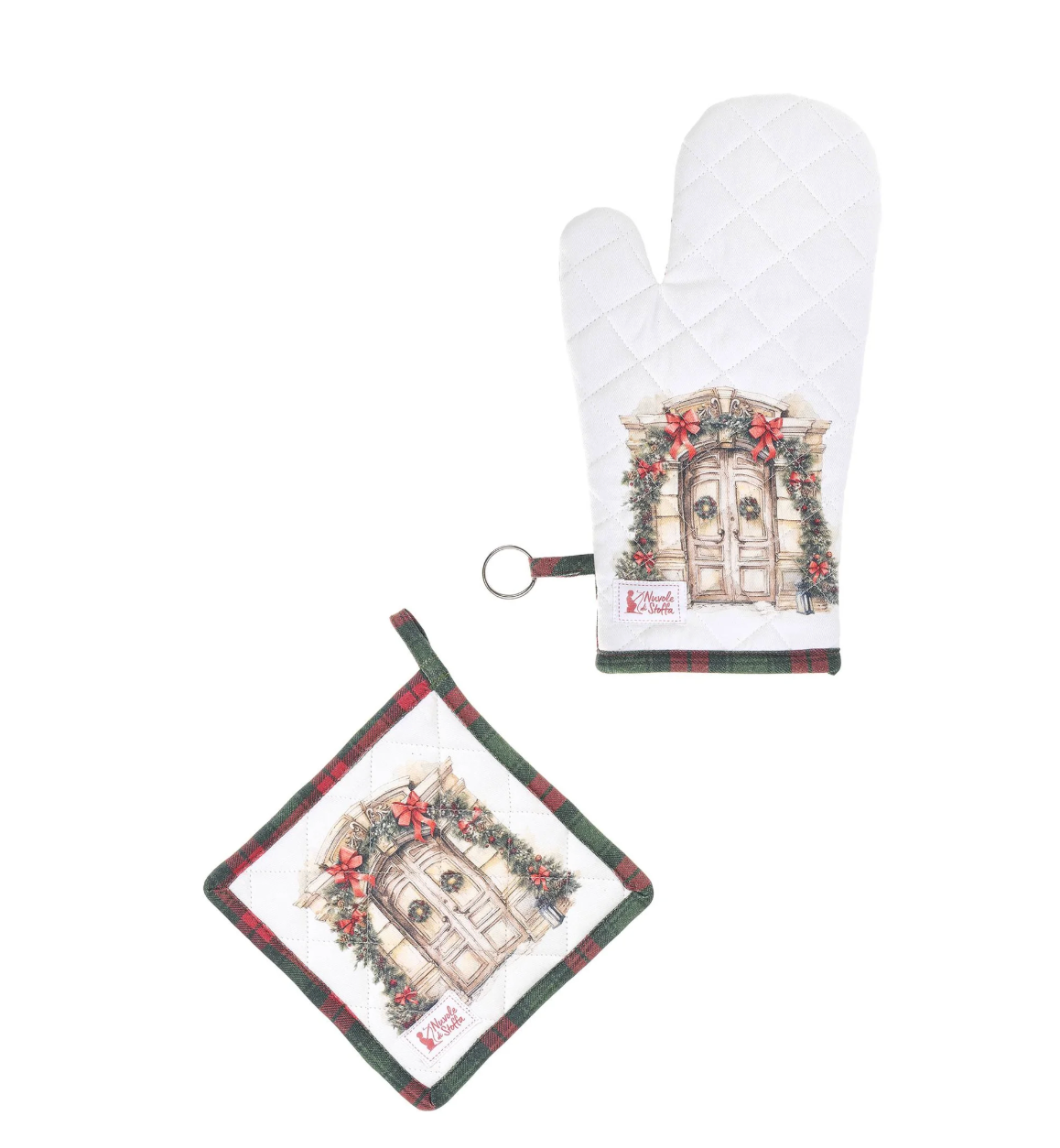 Presina + guantone da forno in cotone - Christmas is coming