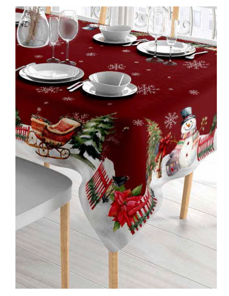 Red Christmas - Tovaglia anti-macchia in cotone con stampa digitale