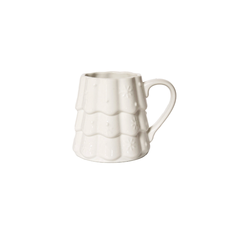 Mug a forma di albero con fiocchi di neve
