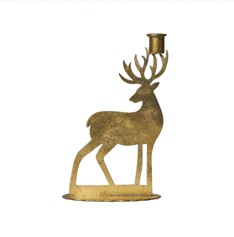 Porta candela renna in metallo