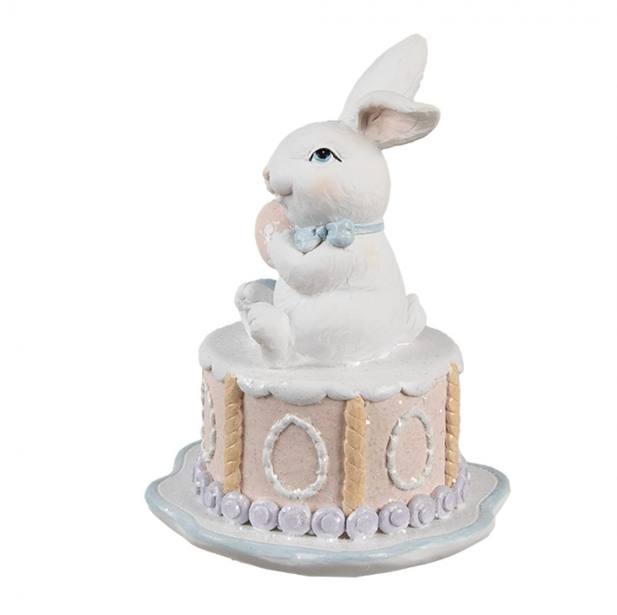 Statua decorativa con torta e coniglietto