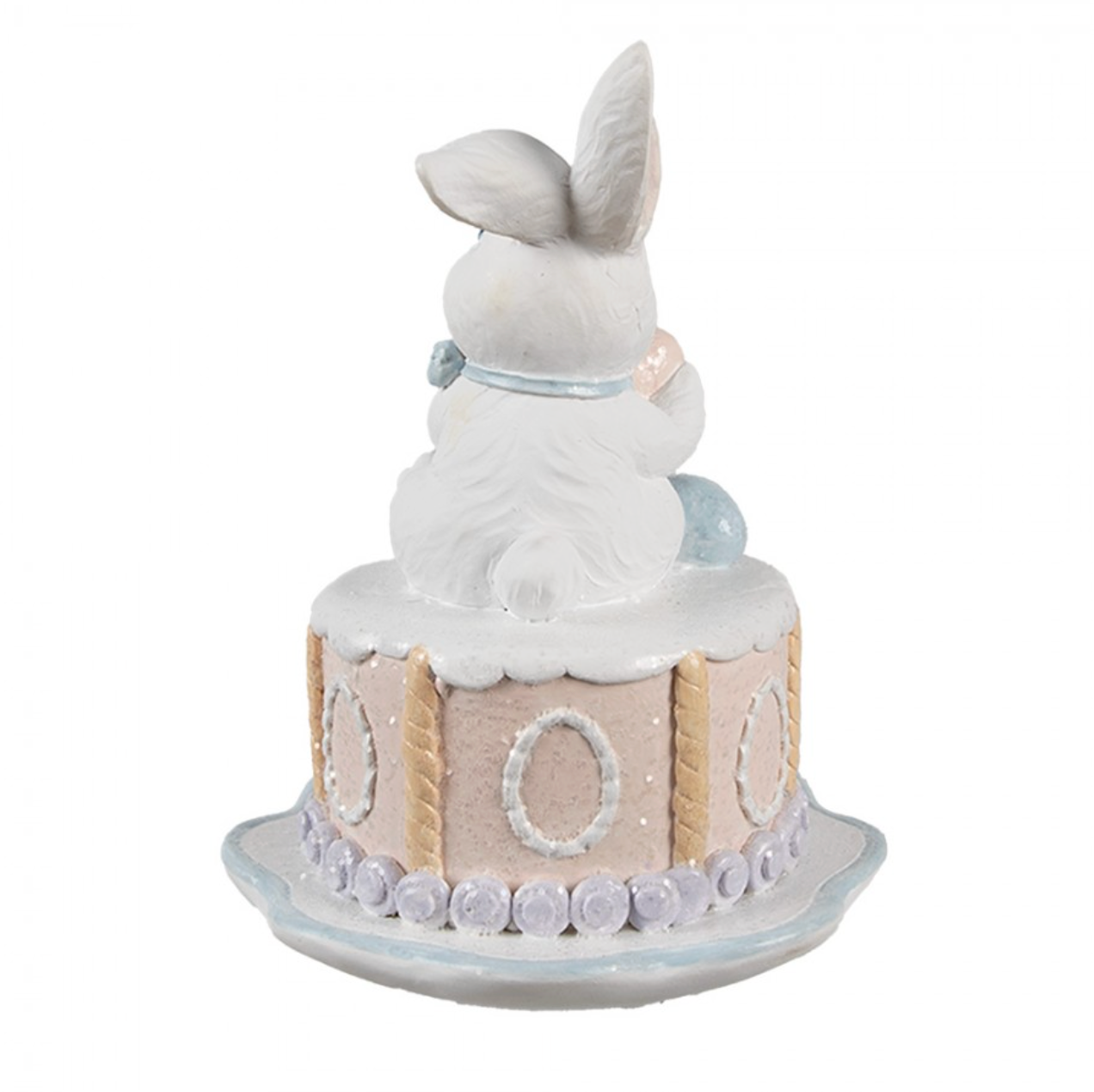 Statua decorativa con torta e coniglietto