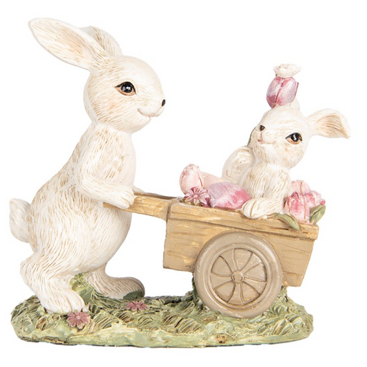 Statuetta decorativa - Coniglietti in carriola