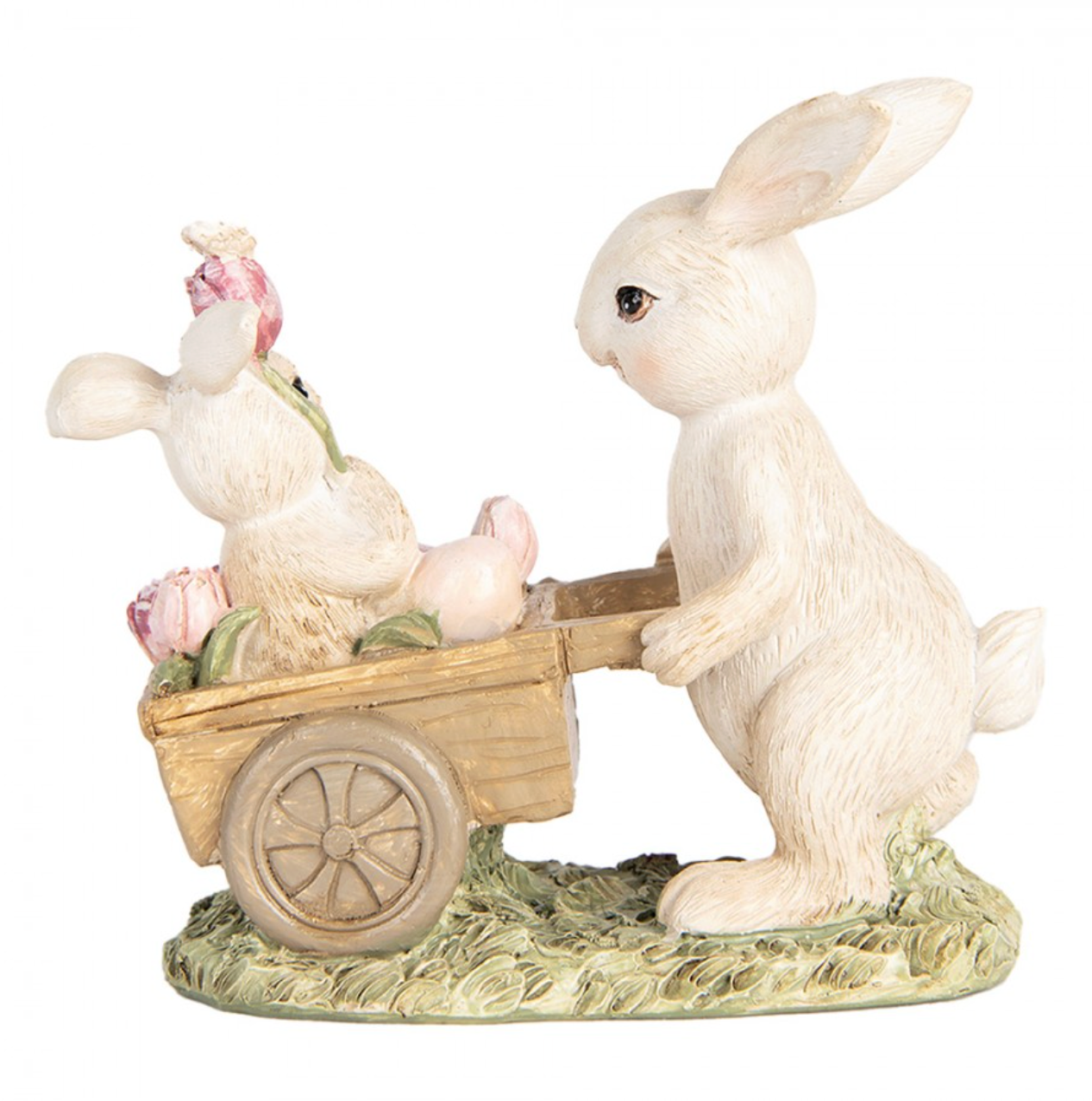 Statuetta decorativa - Coniglietti in carriola