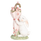 Statua decorativa con coniglietta e ombrello rosa