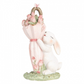 Statua decorativa con coniglietta e ombrello rosa