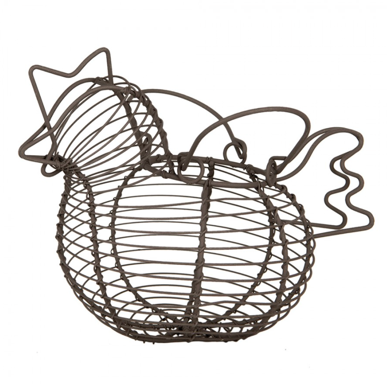 Cestino in metallo a forma di gallina