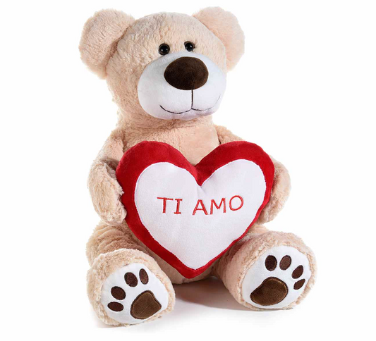 Orsetto di peluche con cuore imbottito e scritta Ti Amo