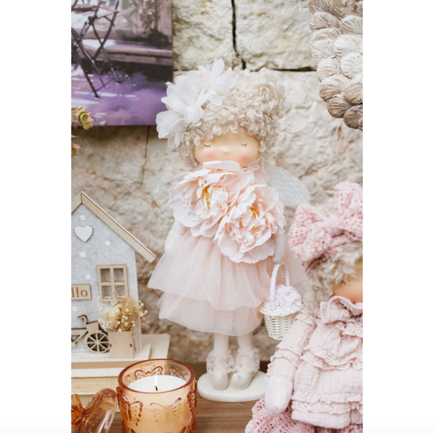 Bambole rosa con cestino  - Due misure