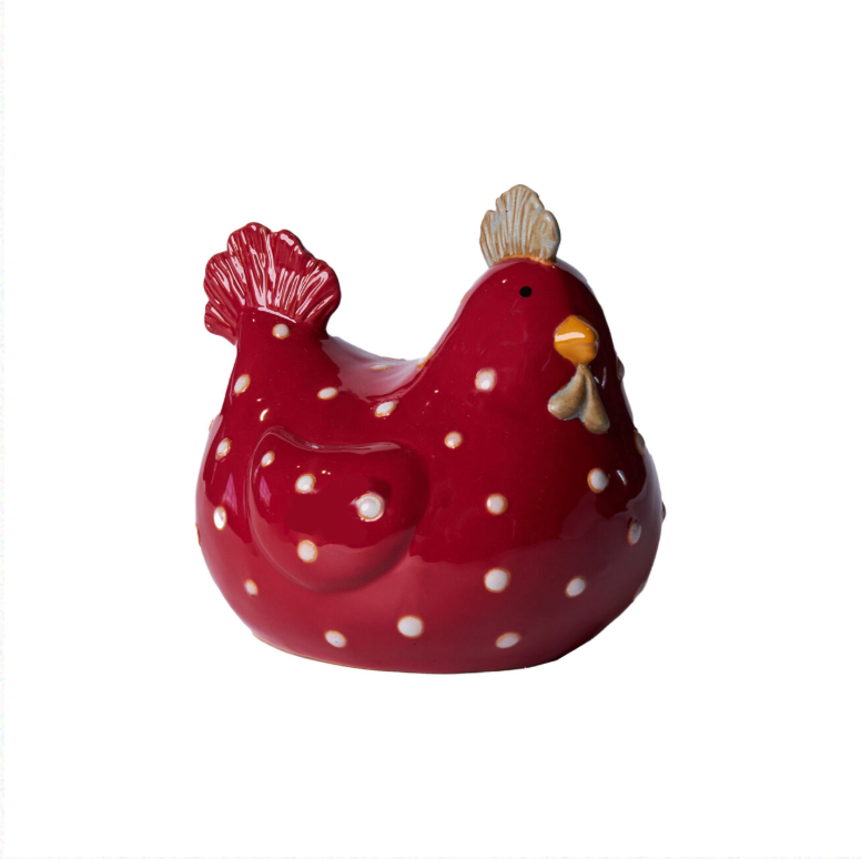 Decorazione in ceramica - Gallina Rossa a pois