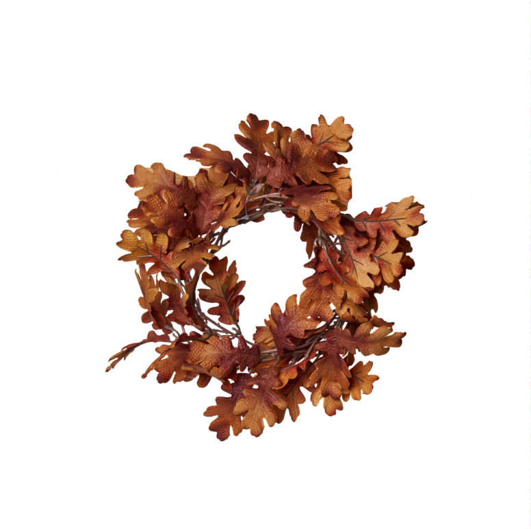 Coroncina con foglie di quercia autunnale artificiale