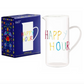 Caraffa "Happy Hour" con scritta decorativa in vetro colorato in rilievo