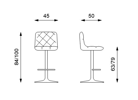 Max (SET 2 SGABELLI) - Sgabello in microfibra imbottito e struttura in metallo con alzata a gas