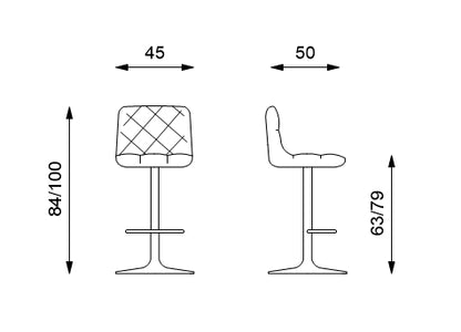 Max (SET 2 SGABELLI) - Sgabello in microfibra imbottito e struttura in metallo con alzata a gas