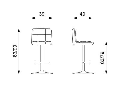 Ron (SET 2 SGABELLI) - Sgabello in microfibra imbottito e struttura in metallo con alzata a gas