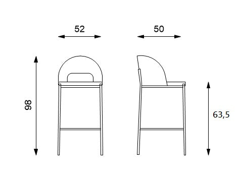 Greta (SET 2 SGABELLI) - Sgabello in tessuto imbottito con struttura in metallo