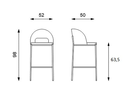 Greta (SET 2 SGABELLI) - Sgabello in tessuto imbottito con struttura in metallo