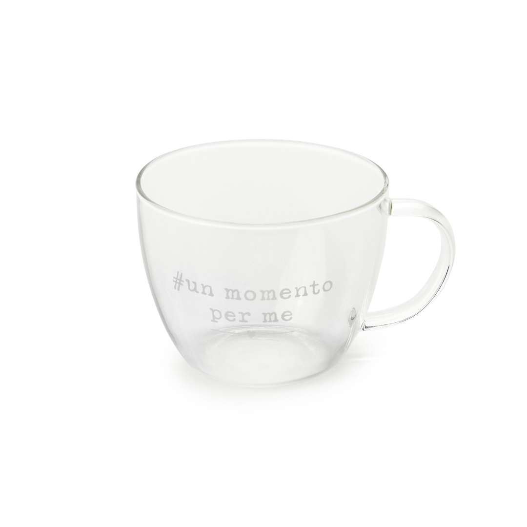 Tazza in vetro borosilicato - #unmomentoperme