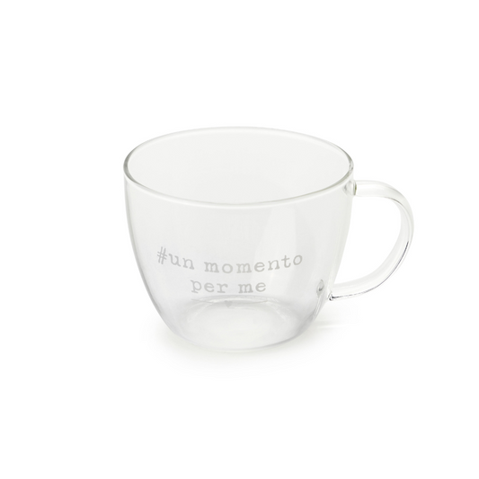 Tazza in vetro borosilicato - #unmomentoperme